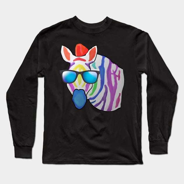 Rainbow Zebra Long Sleeve T-Shirt by m2inspiration